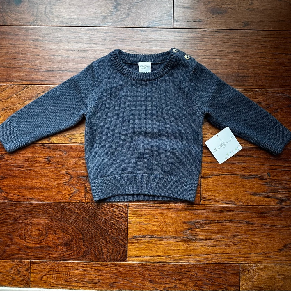 🍂Starting Out Gray Knit Sweater with Button Detail